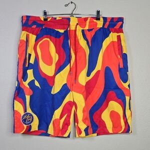 Blac Leaf Vibrant Multicolor Swirl Swim Shorts Size 5XL
